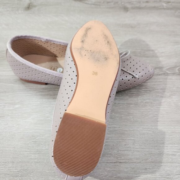 Perforated Pointed Toe Leather Ballet Flats By Emerald Eu Size 38 US Size 7.5 - Picture 6 of 9